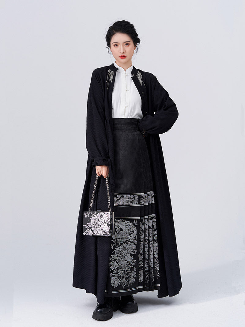 Vintage Chinese Traditional Auspicious Goat Pattern Yarn-dyed Jacquard Cloth Mamianqun Morden Hanfu Skirt-Lovesyouforever