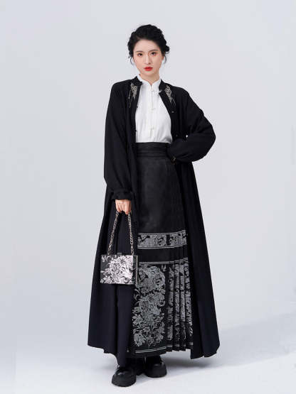Vintage Chinese Traditional Auspicious Goat Pattern Yarn-dyed Jacquard Cloth Mamianqun Morden Hanfu Skirt-Lovesyouforever