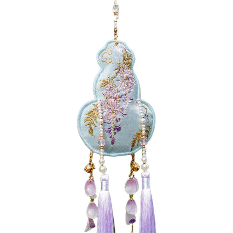 Wisteria Embroidery Auspicious Gourd Pendant Hanfu Pendant Accessory Chinese Gift-Lovesyouforever