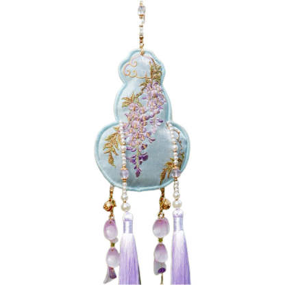 Wisteria Embroidery Auspicious Gourd Pendant Hanfu Pendant Accessory Chinese Gift-Lovesyouforever