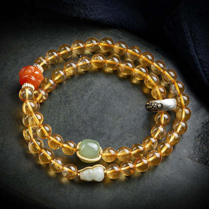 Double Circle Natural Clear Citrine Bracelet with Hetian Jade Multiple Gemstones-Lovesyouforever