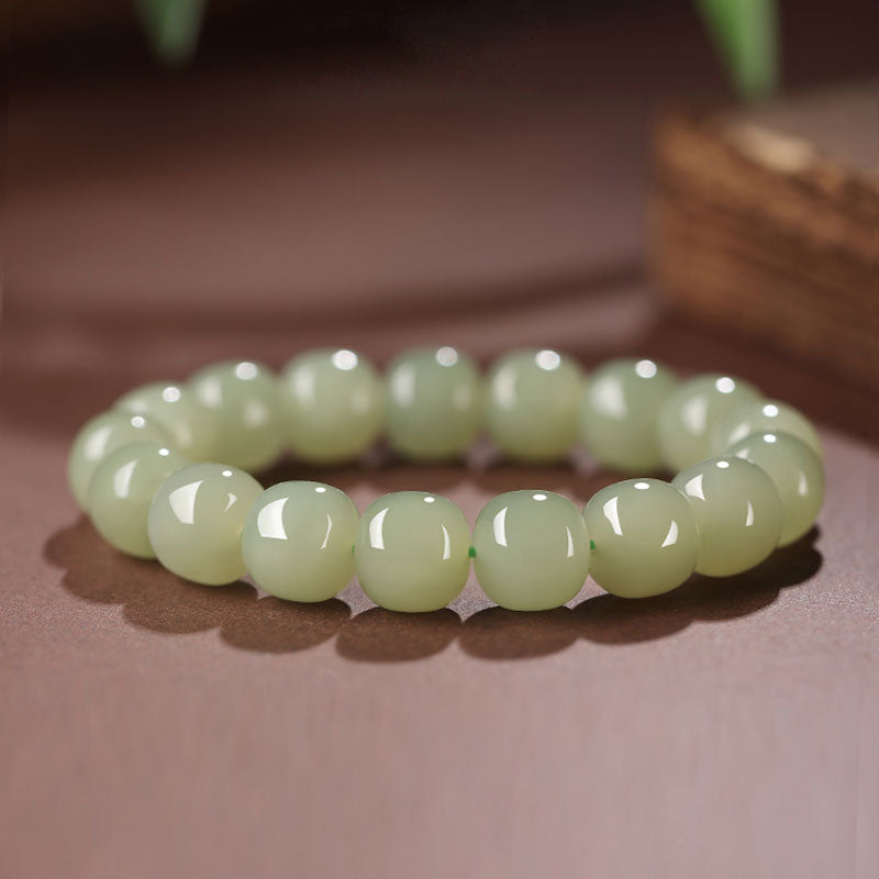 Minimalist Classic Style Natural Hetian Qingshui Jade Bracelet for Women Chinese Jewelry Gift-Lovesyouforever