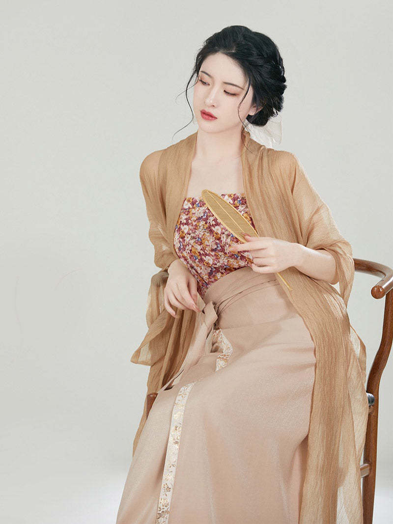 Bloom in a Dream - Khaki Chinese Style Skirt Set-Lovesyouforever