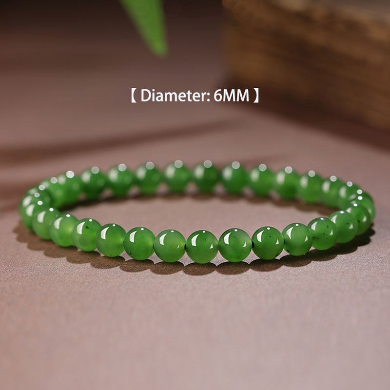 Chinese Classic Minimalist Design Xinjiang Hetian Jade Green Jade Beaded Bracelet-Lovesyouforever