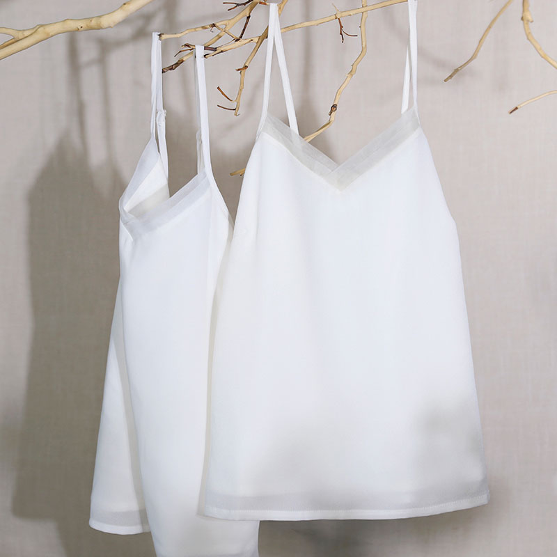 Pearl White Mulberry Silk Camisole Hanfu Undershirt-Lovesyouforever