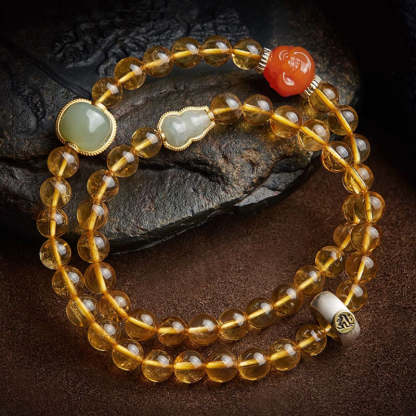 Double Circle Natural Clear Citrine Bracelet with Hetian Jade Multiple Gemstones-Lovesyouforever
