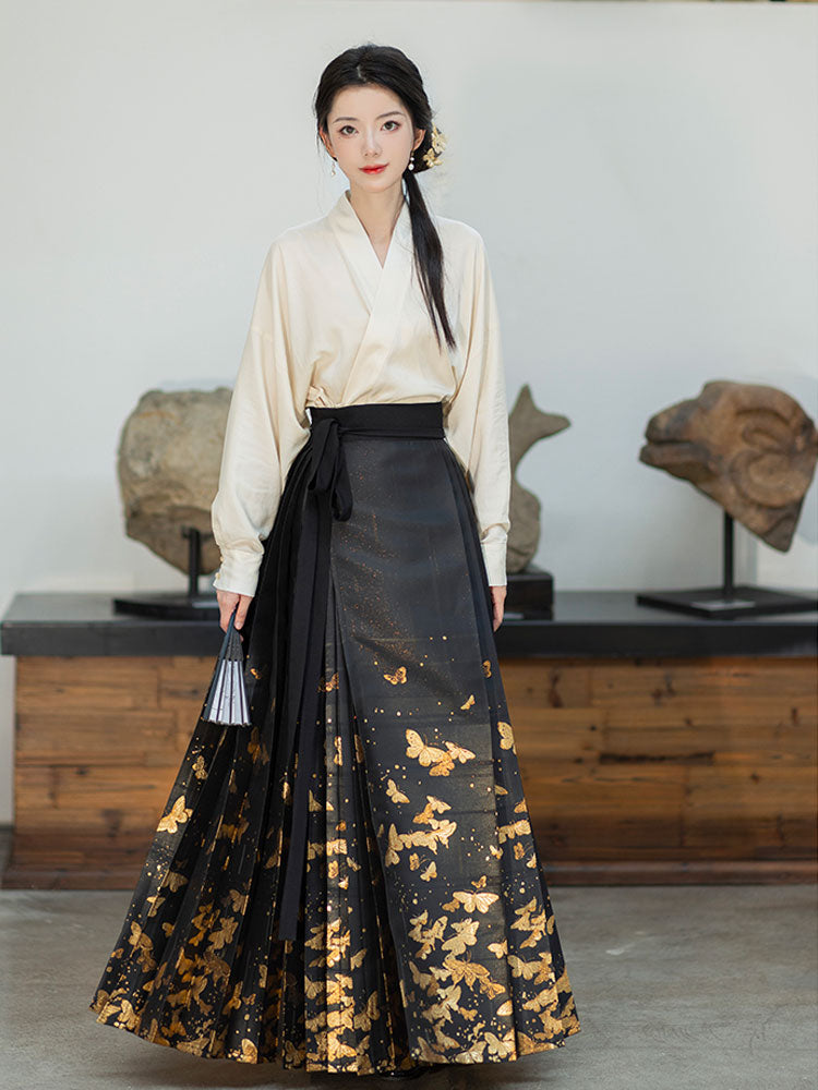 Golden Butterfly in a Dream - Mamianqun Hanfu Skirt-Lovesyouforever