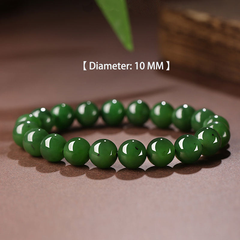 Chinese Classic Minimalist Design Xinjiang Hetian Jade Green Jade Beaded Bracelet-Lovesyouforever