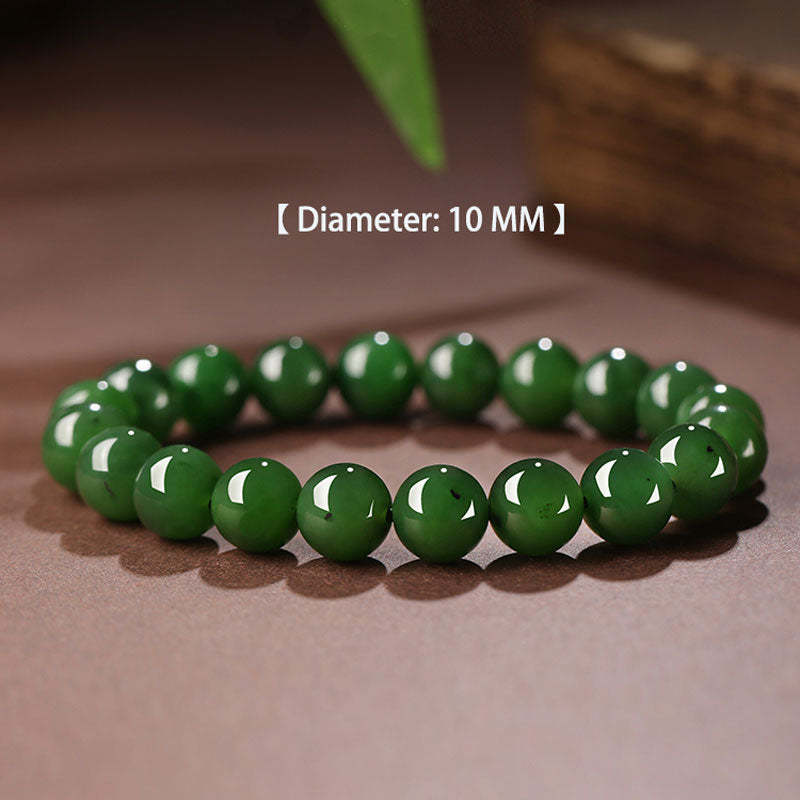 Chinese Classic Minimalist Design Xinjiang Hetian Jade Green Jade Beaded Bracelet-Lovesyouforever