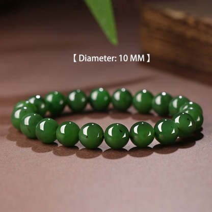 Chinese Classic Minimalist Design Xinjiang Hetian Jade Green Jade Beaded Bracelet-Lovesyouforever