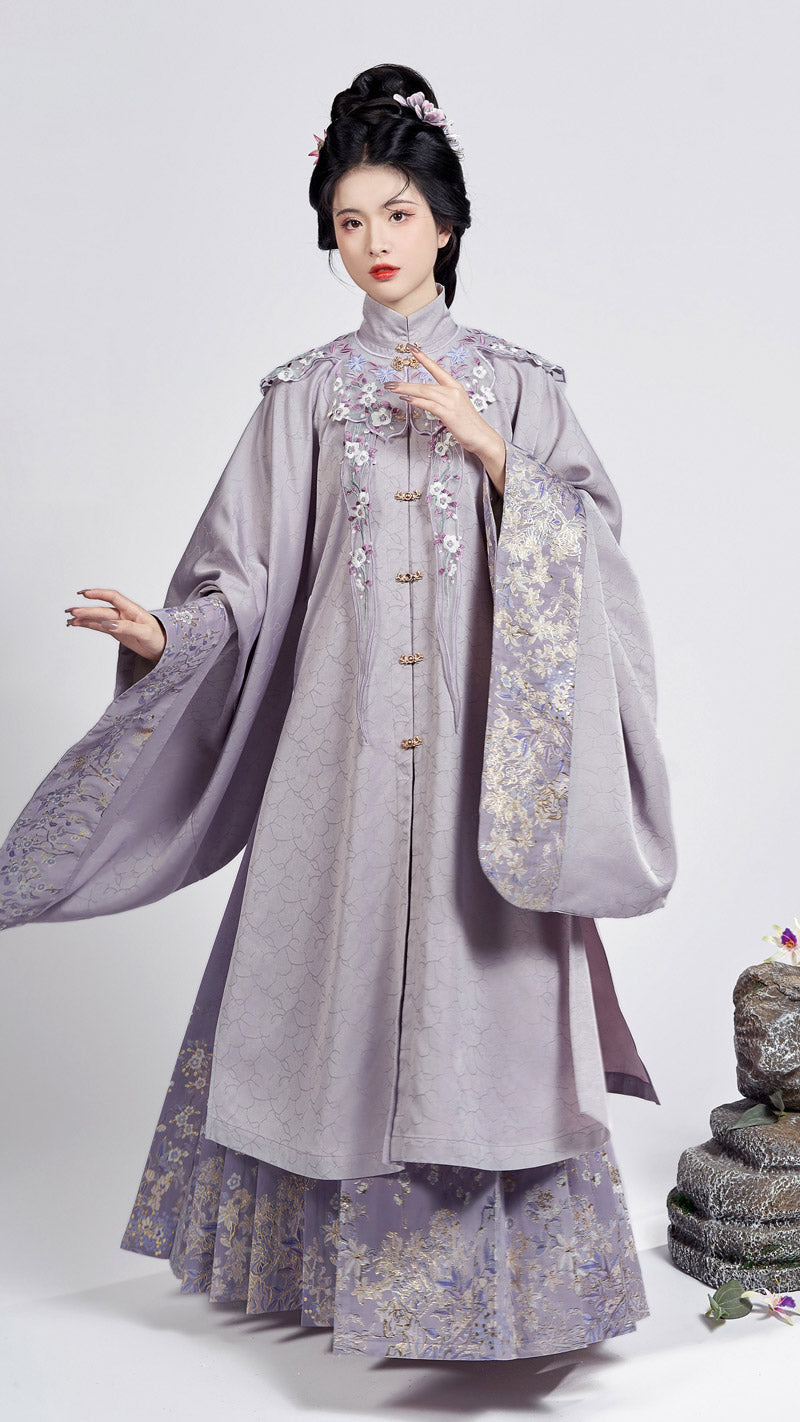 Violet Vintage Ancient Chinese Style Embroidery Hanfu Mamianqun Skirt Suit-Lovesyouforever