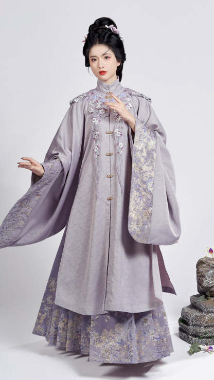Violet Vintage Ancient Chinese Style Embroidery Hanfu Mamianqun Skirt Suit-Lovesyouforever