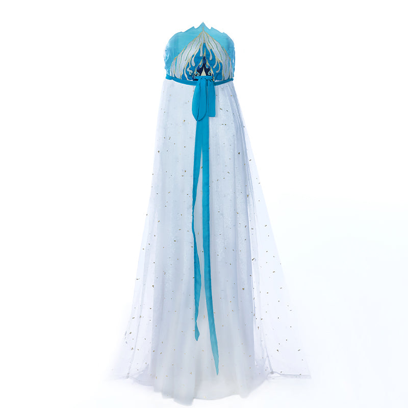 BlueDail Blue Sacred Fire Embroidery Hanfu Clothing Daily Wear(4Pcs)-Lovesyouforever