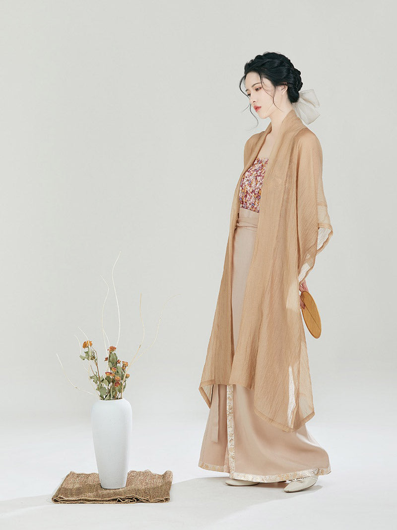 Bloom in a Dream - Khaki Chinese Style Skirt Set-Lovesyouforever