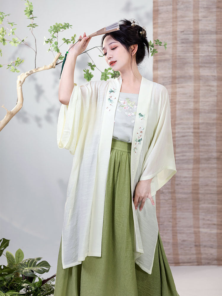 Tender Sprouts of Spring - Modern Hanfu Dress for Women's Everyday Commute-Lovesyouforever
