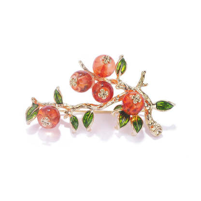 "Shi Shi Ru Yi" - Natural Beauty Glass Persimmon Brooch Perfect Jewelry Gift-Lovesyouforever