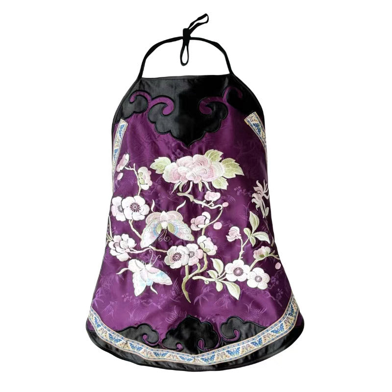 Vintage Chinese Silk Camisole with Floral and Butterfly Embroidery Hanfu Undershirt-Lovesyouforever