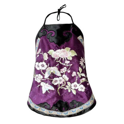 Vintage Chinese Silk Camisole with Floral and Butterfly Embroidery Hanfu Undershirt-Lovesyouforever