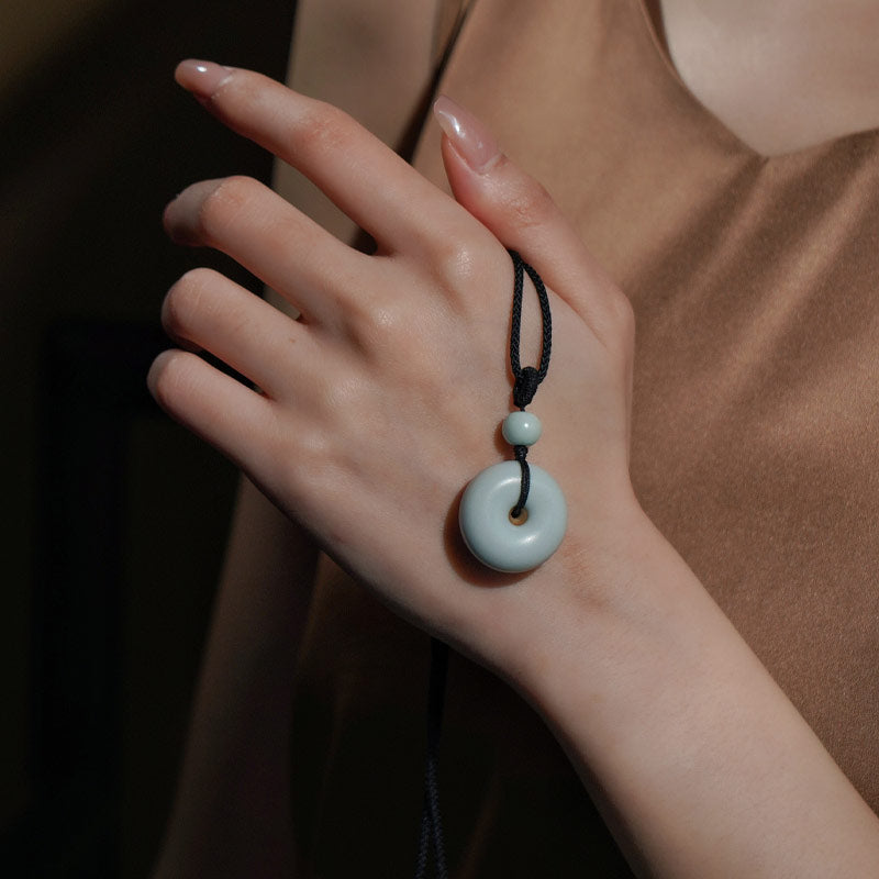 Jingdezhen Ru Kiln Peace Knot Pendant Necklace – A Thoughtful Birthday Gift for Mom or Wife-Lovesyouforever