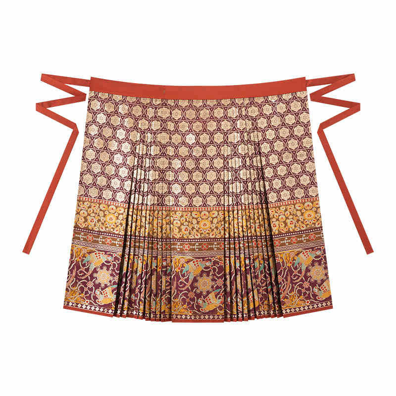 Women's Ming Dynasty-style Gold Embroidered Mamianqun Hanfu Skirt-Lovesyouforever