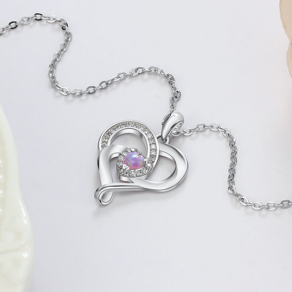 Opal Heart Pendant Necklace for Women-Lovesyouforever