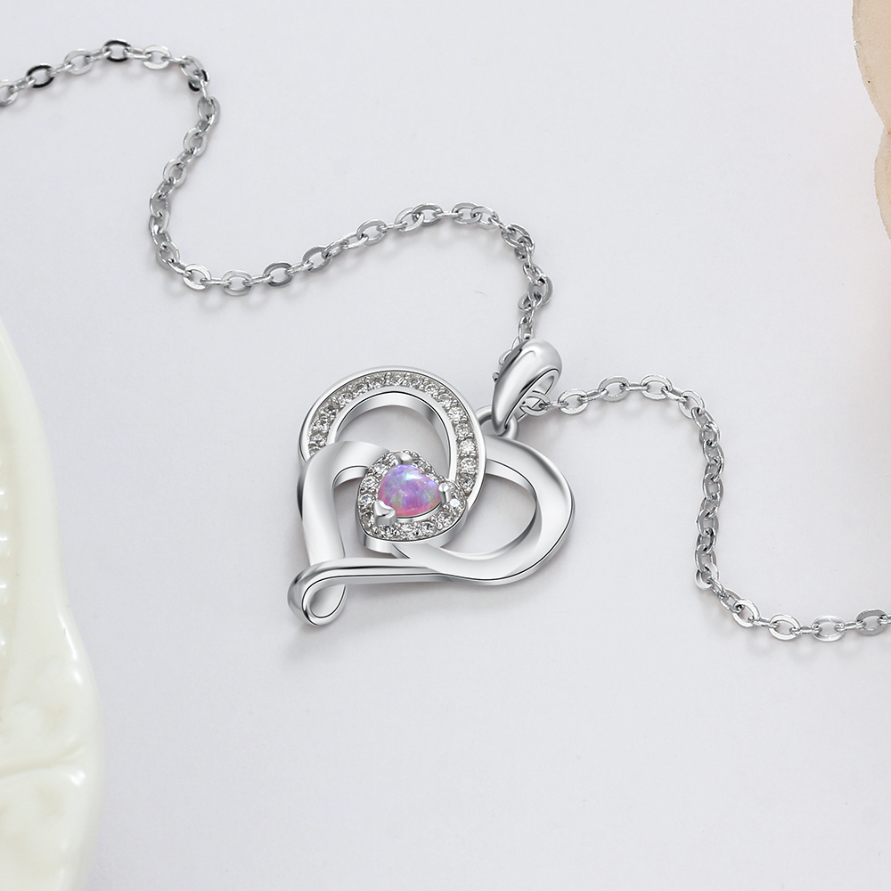 Opal Heart Pendant Necklace for Women-Lovesyouforever