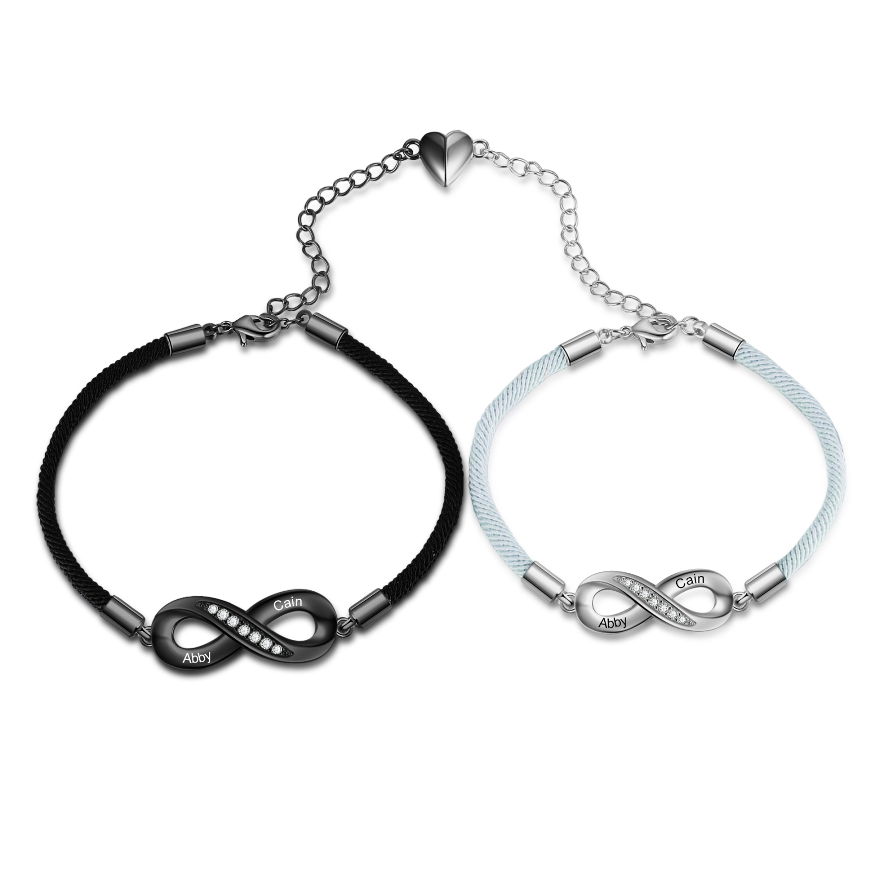 Couple Infinity Bracelet Customized 2 Names Bracelet Set Adjustable Bracelet Personalized Gift for Couples-Lovesyouforever