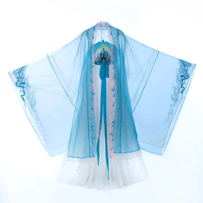 BlueDail Blue Sacred Fire Embroidery Hanfu Clothing Daily Wear(4Pcs)-Lovesyouforever