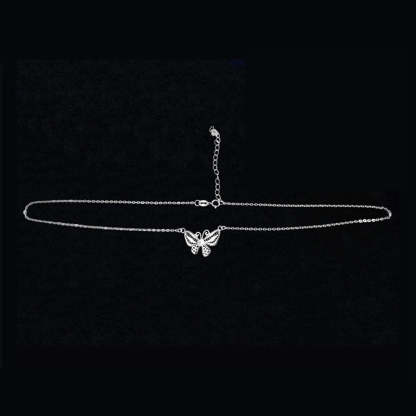 Exquisite Plain Silver Filigree Butterfly Necklace Inlaid with Natural Freshwater Pearls-Lovesyouforever