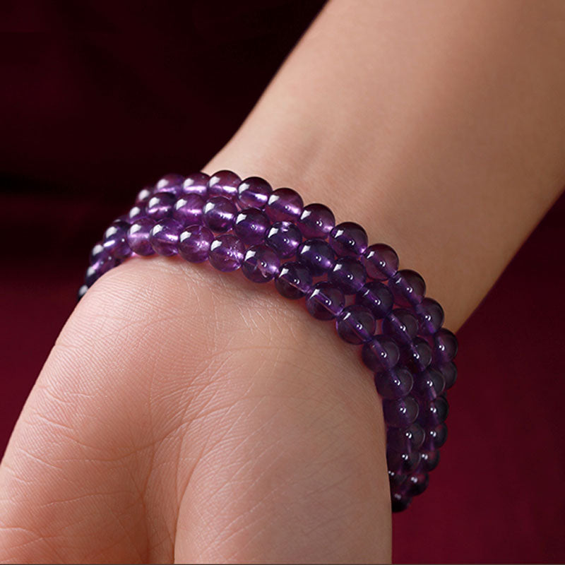 Multi-circle Natural Clear Purple Amethyst Raw Crystal Bracelet with Multiple Gemstones-Lovesyouforever