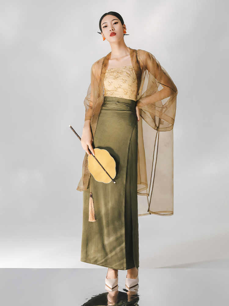 Summer Afternoon – Song Dynasty Inspired Three-Piece Modern Hanfu Skirt Set, Chinese Style Outfit-Lovesyouforever