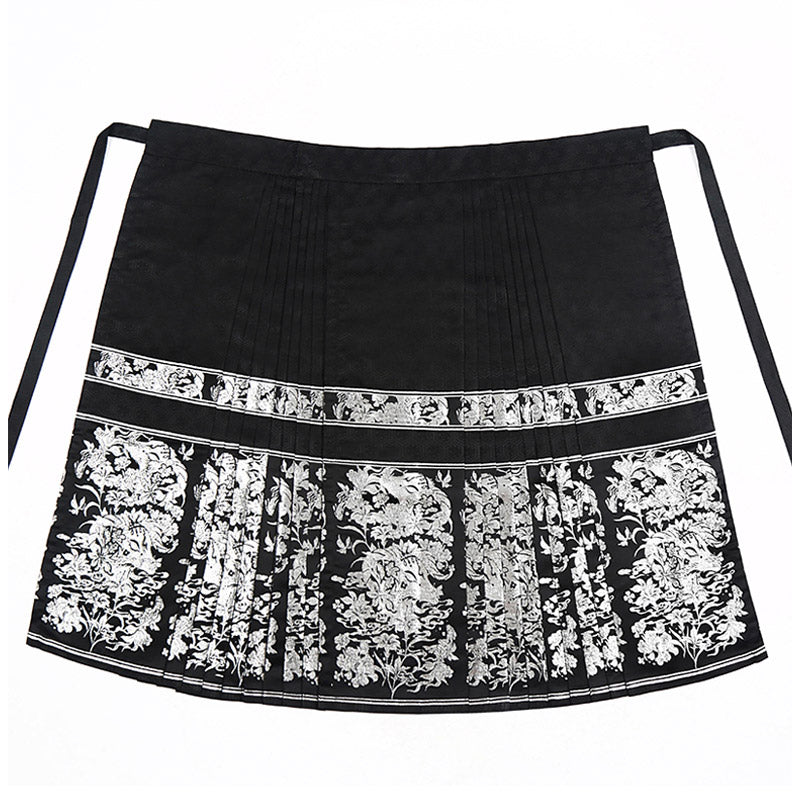 Vintage Chinese Traditional Auspicious Goat Pattern Yarn-dyed Jacquard Cloth Mamianqun Morden Hanfu Skirt-Lovesyouforever