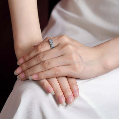 Exclusive Design 999 Sterling Silver Vintage Chinese「Culture and Blessing」Adjustable Ring-Lovesyouforever