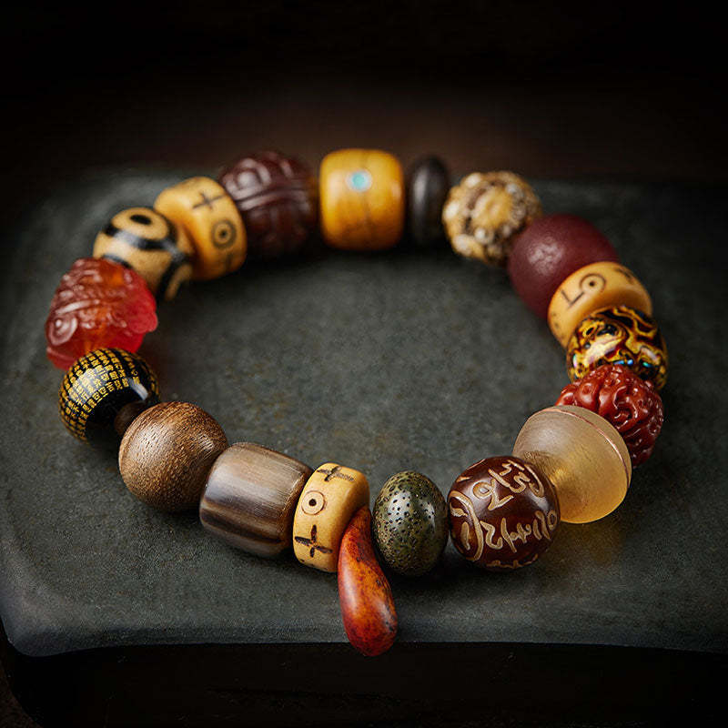 Multi-Gemstone Bodhi Seed Prajna Heart Sutra Six Character Bracelet for Men and Women-Lovesyouforever
