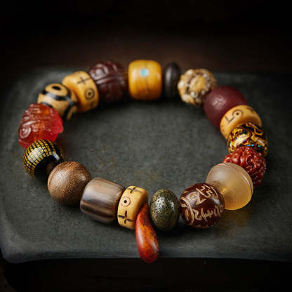 Multi-Gemstone Bodhi Seed Prajna Heart Sutra Six Character Bracelet for Men and Women-Lovesyouforever