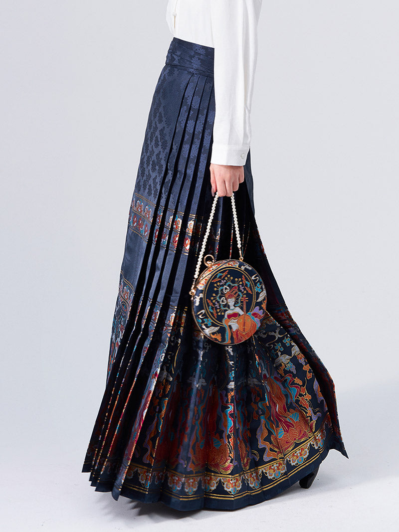 Dunhuang Feitian Pattern Yarn-dyed Jacquard Cloth Mamianqun Hanfu Skirt Morden Hanfu Skirt-Lovesyouforever
