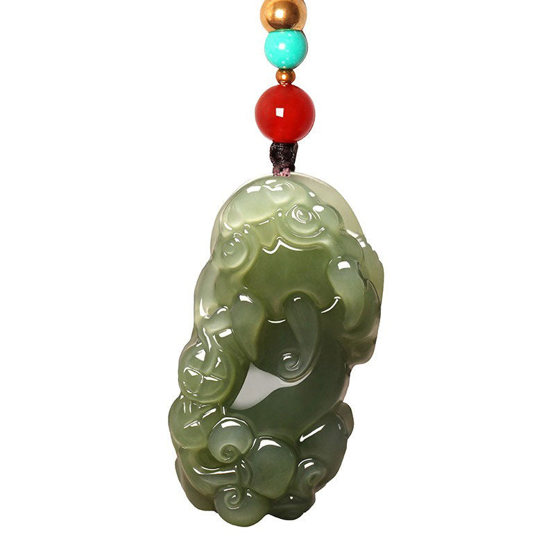 Natural Xinjiang Hetian Jade Green Jade Pixiu「Fortune and Prosperity」Pendant Jade Pendant Necklace Jewelry Gift-Lovesyouforever