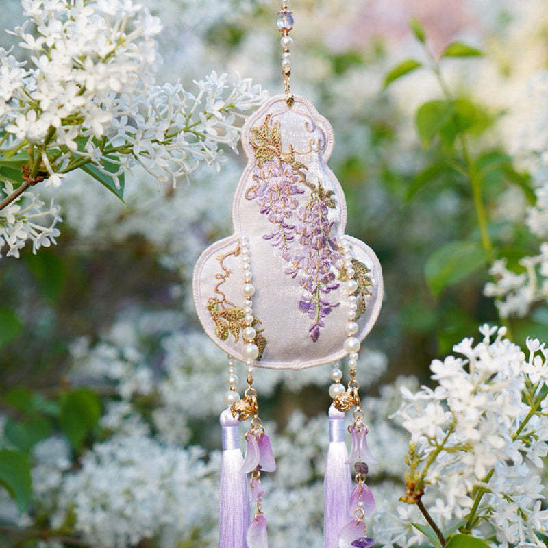 Wisteria Embroidery Auspicious Gourd Pendant Hanfu Pendant Accessory Chinese Gift-Lovesyouforever
