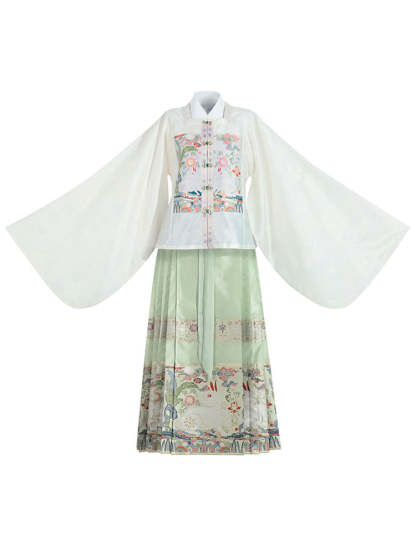 Jade Rabbit Gazing at the Moon - Ming Dynasty Style Hanfu Mamianqun Skirt Set-Lovesyouforever