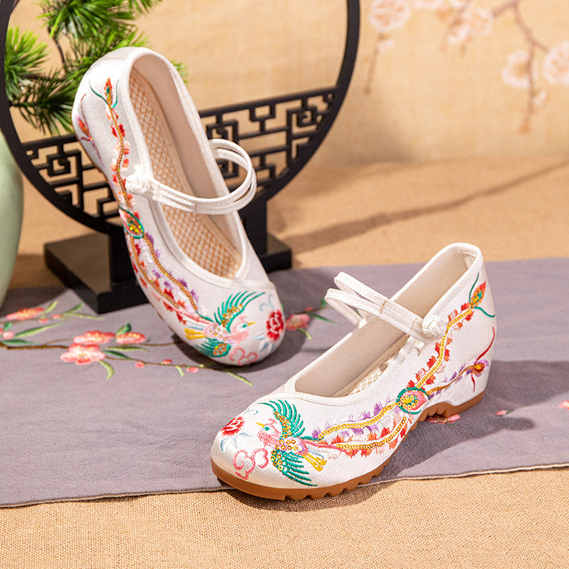 Handmade Golden Phoenix Embroidery Retro Vintage Embroidered Shoes-Lovesyouforever