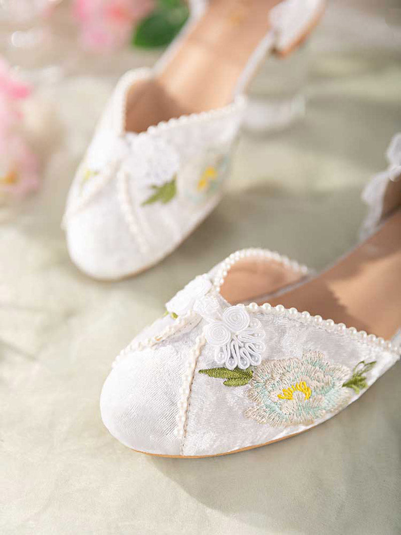 Vintage Chinese Style Embroidered Buckle Mary Jane Shoes-Lovesyouforever