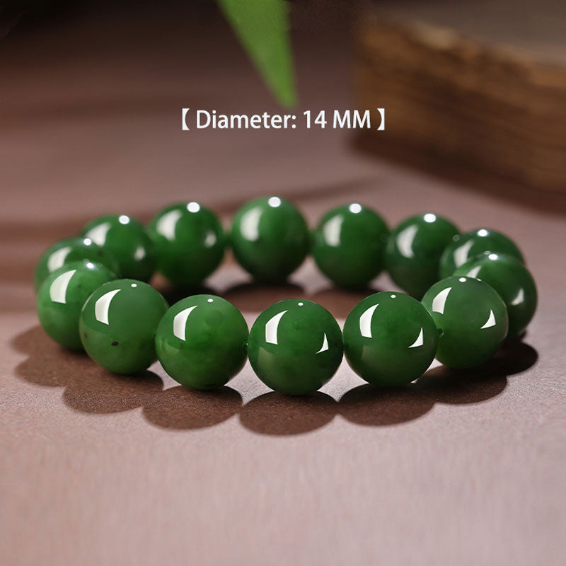 Chinese Classic Minimalist Design Xinjiang Hetian Jade Green Jade Beaded Bracelet-Lovesyouforever