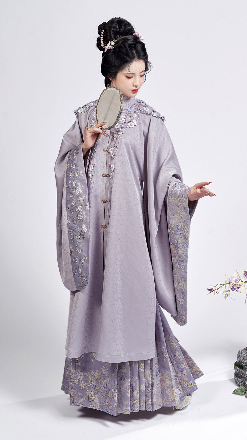 Violet Vintage Ancient Chinese Style Embroidery Hanfu Mamianqun Skirt Suit-Lovesyouforever