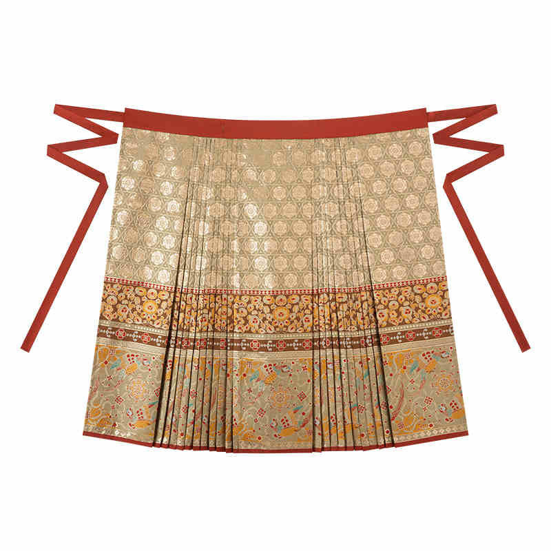 Women's Ming Dynasty-style Gold Embroidered Mamianqun Hanfu Skirt-Lovesyouforever
