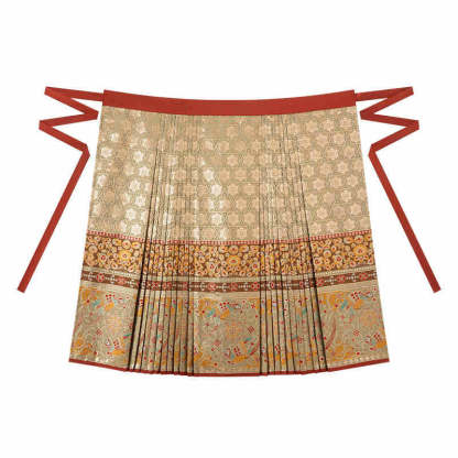 Women's Ming Dynasty-style Gold Embroidered Mamianqun Hanfu Skirt-Lovesyouforever