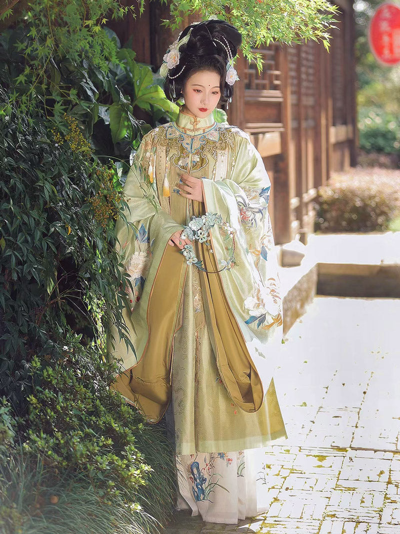 Song of Hibiscus Traditional Ancient Chinese Dress Embroidered Hanfu Clothing Mamianqun Hanfu Skirt-Lovesyouforever