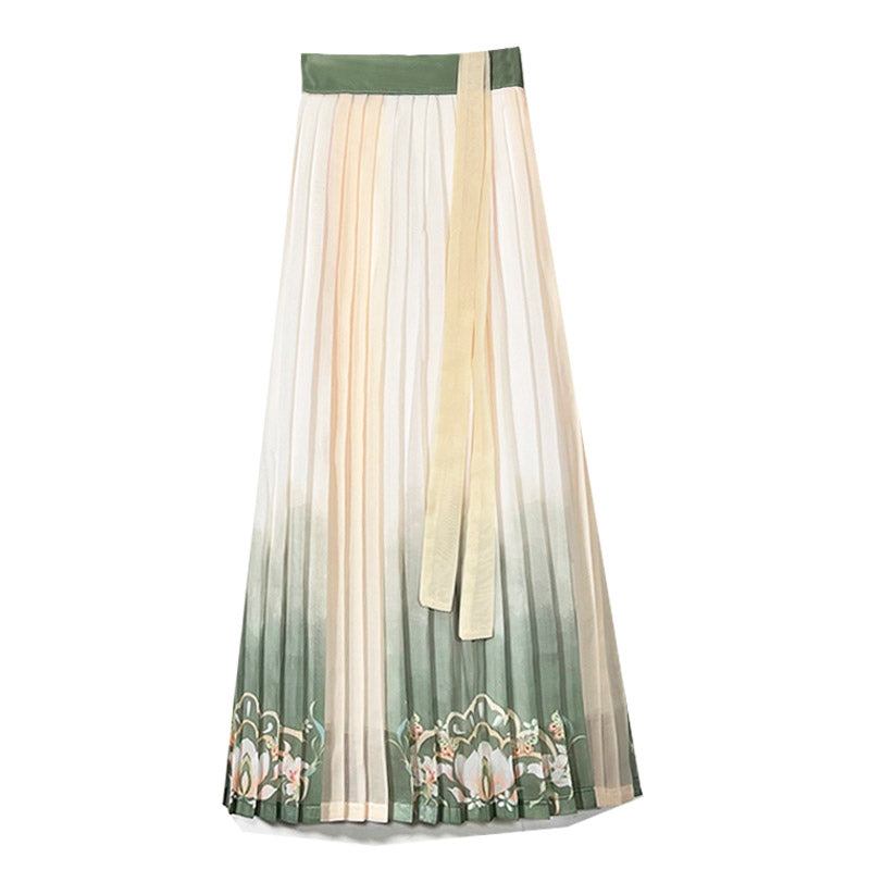 Chinese Style Han Element Printed Pleated Skirt for Women Multiple Styles Available- Clearance Special-Lovesyouforever