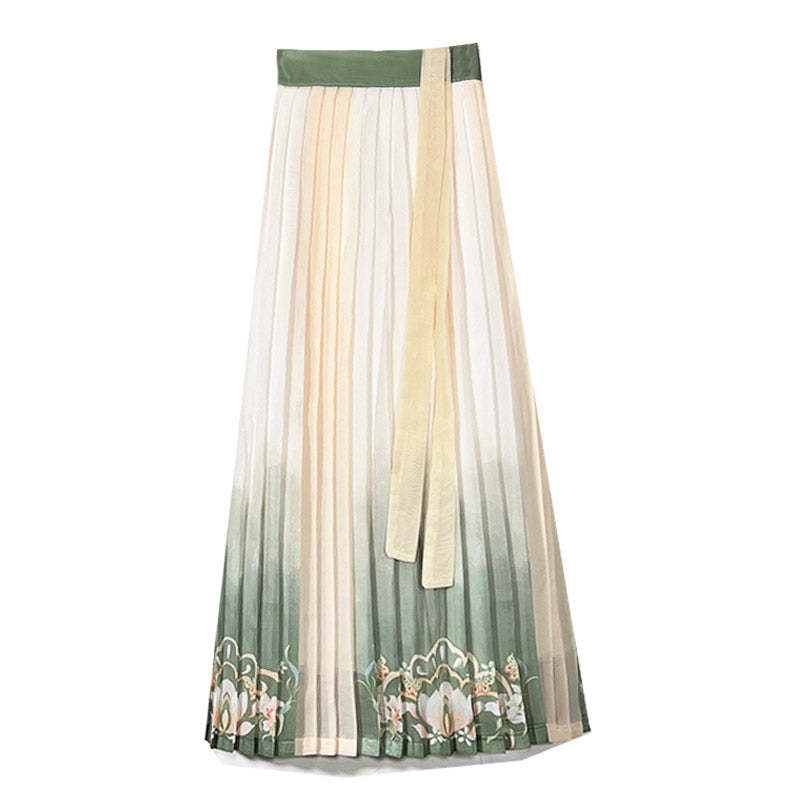 Chinese Style Han Element Printed Pleated Skirt for Women Multiple Styles Available- Clearance Special-Lovesyouforever