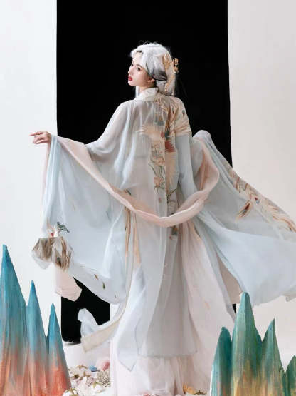 BlueDail Pure Hand Embroidery「Beautiful appearance and pure heart」White Phoenix Embroidered Tang Style Daily Wear Hanfu Clothing-Lovesyouforever