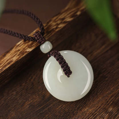 Natural Hetian Qingshui Jade Ping An Kou Jade Pendant Necklace Couple Gift-Lovesyouforever
